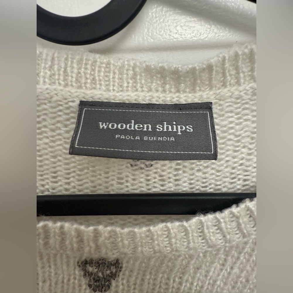 Wooden Ships Gray Skull Sweater Size Medium Wool/Mohair Grunge Bikercore - Picture 2 of 8